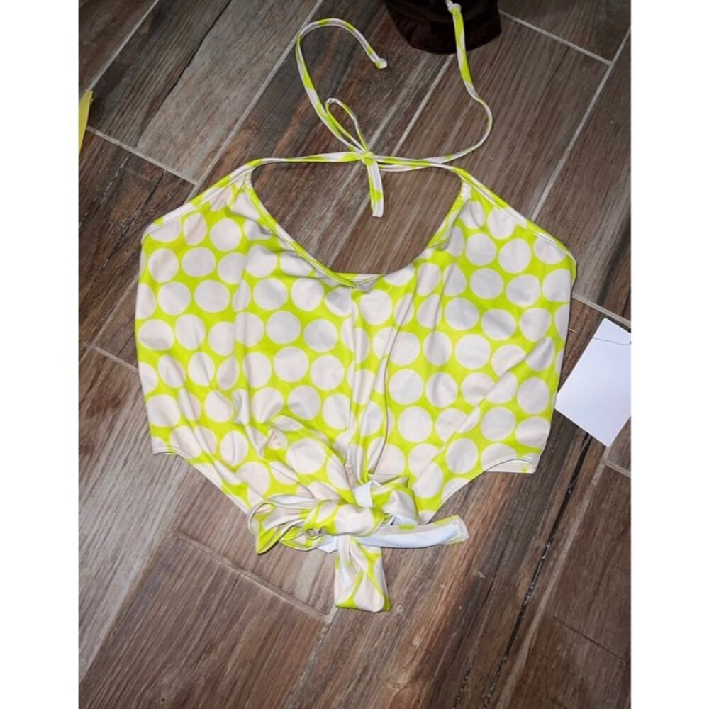 Kortni Jeane Xl Lime Dots Tied Up Top